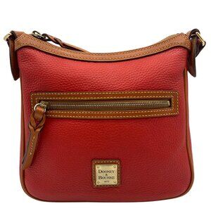 Dooney & Bourke Red & Brown Pebbled Grain Pocket Crossbody